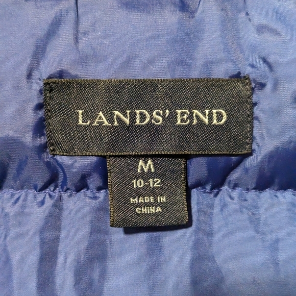 Lands' End Down‎ Puffer Vest Women's M Medium 10-12 Blue Snap Front - Picture 3 of 6